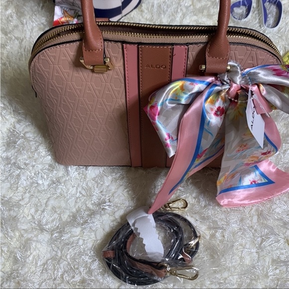 ALDO Peach w/Scarf Crossbody Handbag - Picture 3 of 8